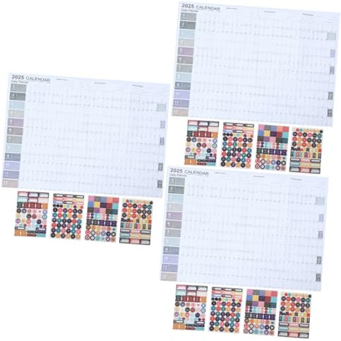 Tofficu 3sätze Kreativer Wandkalender Jahresplaner Aus Papier Mit Klarer Druckqualität Vielseitig Für Notizen Und Termine Für Zuhause Und Büro Stilvolles Design Für Einfache Planung