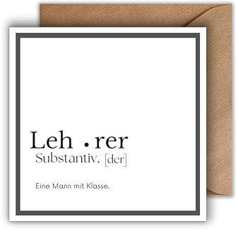 WBdesignz Dankeskarte Karte an Lehrerin mit Umschlag - charmante Dankkarte mit elegantem Spruch Herzliche Dankeschönkarte Dankkarte für Kollegen Freunde Bekannte (125 x 125 mm)