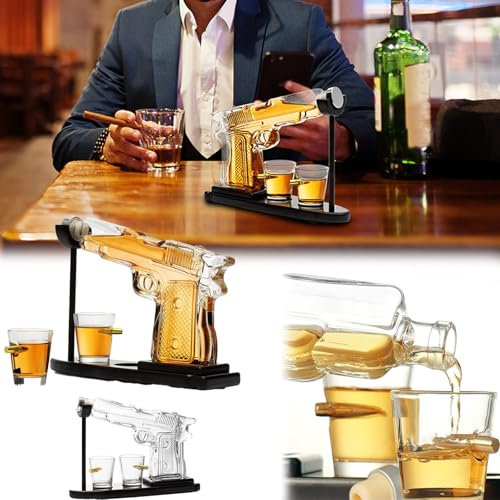 Decanter Whisky, Set Bicchieri Whisky Bicchieri Whisky Caraffa Decanter Confezione Regalo Per Whisky Da Uomo Con 2 Bicchierini Da Liquore, Set Regalo Per Uomo/Papà/Marito/Fidanzato
