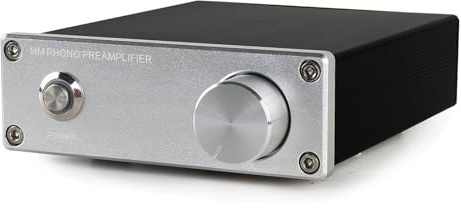 Preamplificatore Phono MM/MC, Preamplificatore Giradischi, Preamplificatore Hi-Fi, con Volume Regolabile, Ingresso e Uscita RCA, Adattatore di Alimentazione DC12V, per Mini Stereo Audio Fonografo