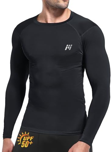 MEETWEE Rashguard Camiseta de Hombre, UPF 50+ Camisa de Compresión de Manga Larga UV Camiseta Proteccion Solar Secado Rápido para Surf y Natación