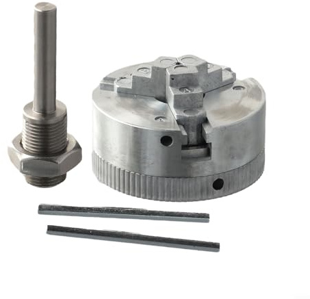 DAZZLEEX Juego de portabrocas de torno de madera de aleación de zinc, portabrocas de torno manual de metal de acero de alto carbono autocentrante mini portabrocas para torno (B)