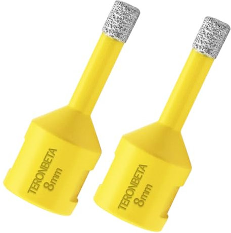 Teronbeta Punta per Trapano Diamantata 8mm x 2pcs, M14 Filetto Vacuum Brasato Foretto Sega a Tazza Diamantata per Piastrelle Porcellana Marmo Ceramica Granito