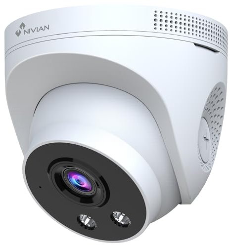 NIVIAN Telecamera di Sicurezza WiFi-6 2K per Interni – Montaggio a Soffitto, Visione Notturna Doppia, Rilevamento Intelligente con IA, Audio Bidirezionale. Compatibile con Kit CCTV