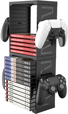 Liwankaqi Förvaringstorn, videospel förvaringstorn för 24 spel – skivor, spelförvaring torn kompatibel med PS5/PS4/Xbox Series X/Xbox one/Nintendo Switch spel- Skivfodral