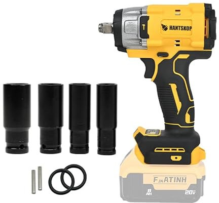 Cordless Impact Wrench, 1/2 inch, 3600 RPM, 430N.m Torque, Compatible with Dewalt 20V Battery 4-Piece Impact sockets (17MM, 19MM, 21MM, 23MM) (Tools & Sockets)