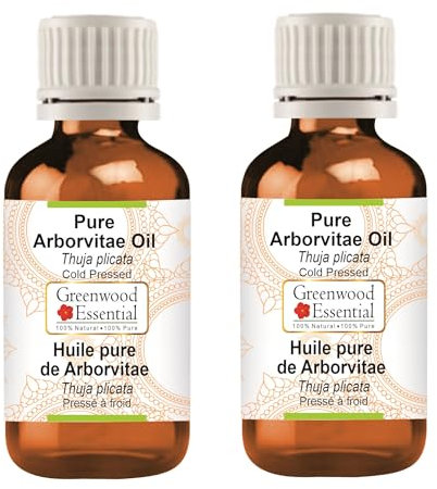 Greenwood Essential Pure Arborvitae Oil (Thuja plicata) Cold Pressed (Pack of Two) 10ml X 2 (0.66 oz)