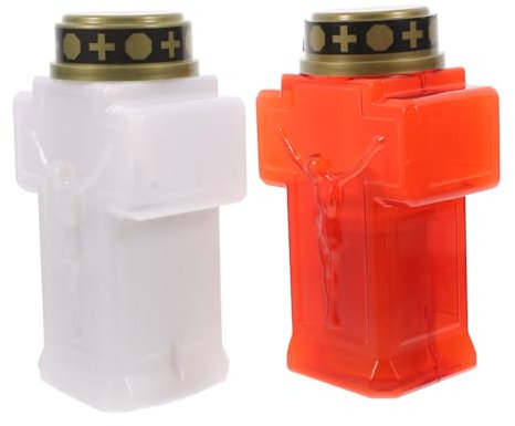 Alipis 2 Pezzi candela elettronica luci del cimitero tombale luogo luce del giardino del cimitero decorazioni per lampada da giardino tombale preghiera plastica