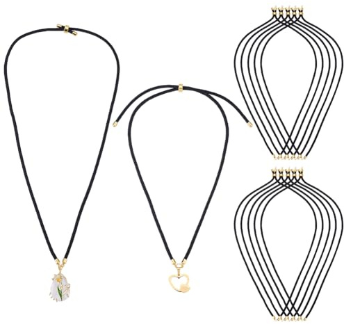 UNICRAFTALE 12Pcs Black Leather Cord Necklaces for Men Women 56~58cm Adjustable Cords Wax Ropes Chains Black Waxed Cord Necklace Making DIY Woven Wax Rope Chain Necklace