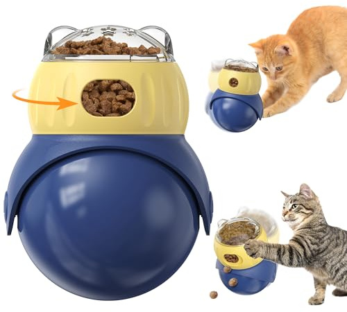 FuntasticFinds Intelligenzspielzeug für Katzen, Verstellbarer Leckerli-Spender für Wohnungskatzen, Sicher mit IQ-Training zur Geistigen Stimulation gegen Langeweile, Geschenk