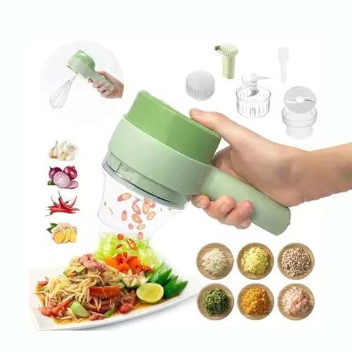 Electric Chopper - Multi-Functional Portable Wireless Vegetable Processor Electric,4-in-1 Vegetable Cutter Set for Home Kitchen Garlic, Peppers, Onions, Meat