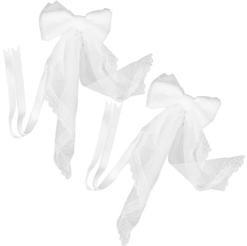 WEKADRIN 2 Piezas Alzapaños Vintage para Cortinas con Lazo de Encaje Blanco Accesorio Decorativo para Bodas y Hogar Soporte para Cortina Pequeña Nórdico