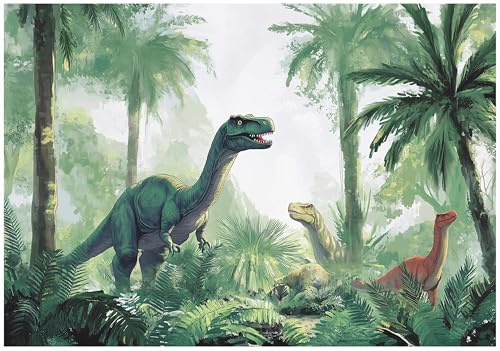 WallArena – fleece fototapet barnrum 200 x 140 cm dinosaurie – fototapeter tapeter för barn flickor och pojkar – barntapet – barnrumstapet skog djungel