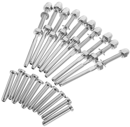 MUCKLILY 10 set Kit Tendifilo in Acciaio Inox per Ringhiera Cavo Kit Tensionatore per Recinzione con Cavo Resistente e Facile da Installare per Balaustre in Metallo e Legno