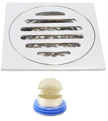 Gurtt Griglia di scarico per pavimento in acciaio inox per bagno, doccia, cucina, antiodore, 100 x 100 mm