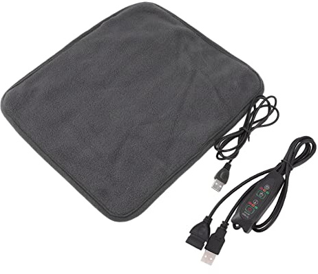 Respicefinem Tappetino riscaldante USB portatile per spalla, collo, gamba, vita, con tempi di regolazione della temperatura multilivello (Grigio scuro)