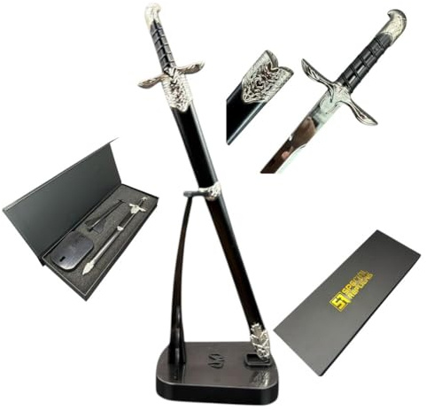 57 SPECIAL REPLICAS Mini Altaair Schwert Brieföffner, 22 cm, Assaassinss Creedd inspiriert, mit Scheide, Ständer und Geschenkbox KW1041