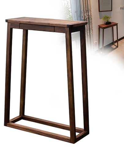 PQXQZ Mesa Consola de Madera de Nogal con Cajón Mesa de Estilo Rústico para Recibidor Mesas Auxiliares Estrechas para Sofá para Entrada Sala de Estar Vestíbulo o Pasillo