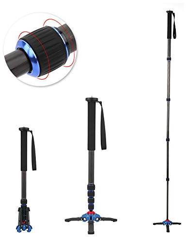 Tixiyu Monopiede Telescopico Leggero in Fibra di Carbonio per Fotocamera DSLR, di Bloccaggio Rapido per un Montaggio Sicuro, per Alpinismo/bastone da Passeggio, Monopiede Portatile a 5 Sezioni, 0,6 Kg