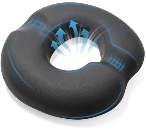 KANGBES Donut Cushion for Hemorrhoids, Orthopaedic Coccyx Seat Cushion for Men & Women, Memory Foam Tailbone Pain Relief Cushion for Office, Sciatica, Pregnancy, Postpartum Recovery (Dark Grey, Men)