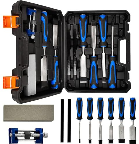 Set di scalpelli professionali per legno, 10 pezzi, in Cr-V, scalpelli per legno
