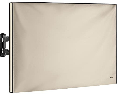 Outdoor-TV-Abdeckung, 52–55 Zoll (132,1–139,7 cm) – vollständige Abdeckung für Flachbildfernseher – universell für jede Halterung und Ständer – Beige