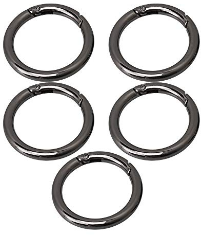 BQLZR 49mm OD 37mm ID Nickel Schwarz Zink-Legierung Federclip Runde Karabiner Tor O-Ring Runde Karabiner Schnappclip Trigger Spring Keyring Schnalle für Taschen Packung mit 5