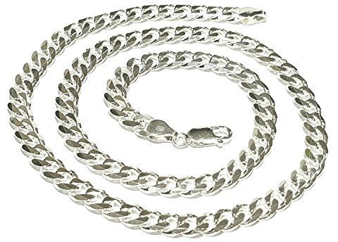 Treasure Bay 7mm Massive 925er Silber Panzerkette für Herren, Längen 46cm, 48cm, 50cm, 52cm, 55cm und 60cm, Herren Silberkette Halskette (60)