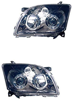 Halogen Scheinwerfer Set links & rechts Hauptscheinwerfer Frontscheinwerfer H7/H1 schwarz ohne Elektromotor für Model Avensis Station Wagon T25 T25_