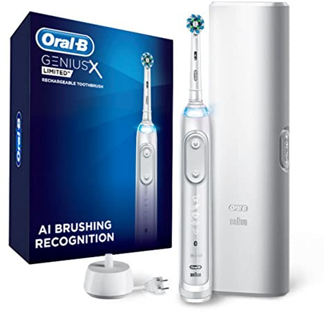 Oral-B Genius X Limited Rechargeable Electric Toothbrush with 1 Replacement Brush Head, Travel Case, White