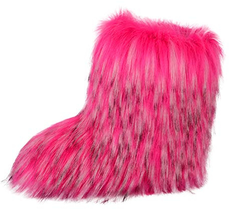 Dam fuskpäls snöstövlar utomhus fluffig hårig stövel, - D - 38 EU