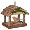 Relaxdays Vogelfutterhaus Holz, zum Aufhängen, HBT: 19 x 22 x 16,5 cm, Garten, Vogelfutterspender für Kleinvögel, Natur