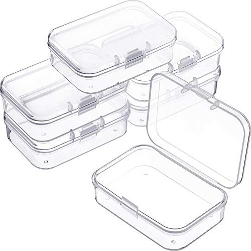 6 Pieces Mini Plastic Clear Beads Storage Containers Box for Collecting Small Items, Beads, Jewelry, Business Cards, Game Pieces, Crafts (2.52 x 1.73 x 0.79 Inch)