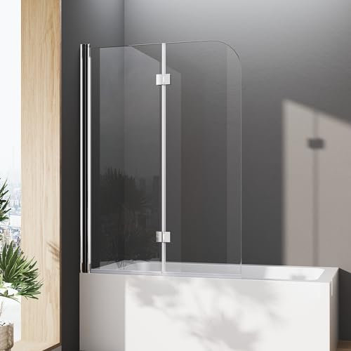Duschtrennwand für Badewanne,120 cm Faltwand für Badewanne Duschabtrennung Badewannenaufsatz 6mm ESG Sicherheitsglas NANO Glas Duschwand Höhe 140cm