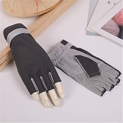 Sonnenschutzhandschuhe UPF50 + elastische atmungsaktive halbe Fingerhandschuhe rutschfeste Outdoor-Sporthandschuhe for Herren (Color : Dark gary, Size : One size)