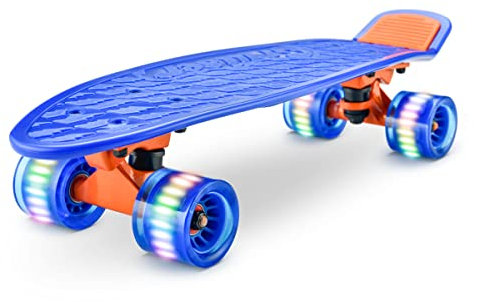 Hurtle Skateboard Mini Cruiser Standard, Tavola PP 15,24 cm, Doppio Kick, Truck in Lega Alluminio da 8,26 cm, Ruote in PU con Luce LED, Bambini da 5 Anni, Adolescenti, Adulti