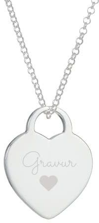 Laimons Damen Halskette Anhänger Herz Herzchen 20mm Gravur Gravierbar mit Kette 45cm Sterling Silber 925 inklusive Gravur