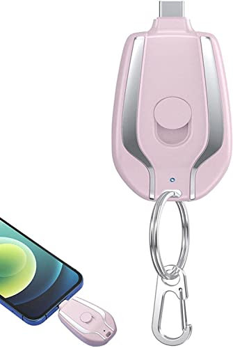 ZXCVWWE 1500mAh Mini Power Emergency Pod, Keychain Portable Charger for iPhone or Type-c, Portable Ultra-Compact External Fast Charging Power Bank Battery Pack,Key Ring Cell Phone Charger