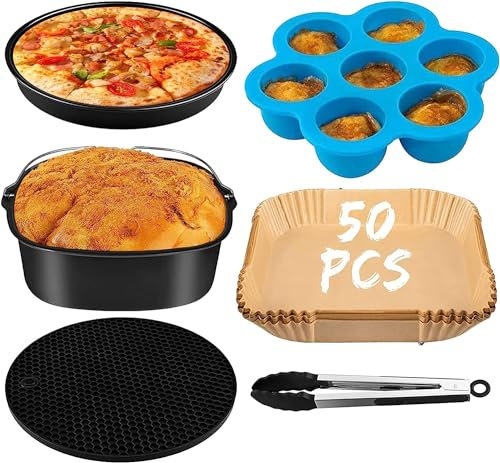 Ölfreies Fritteusen-Zubehör für Cosori, Ninjia, Cecotec, Innensky, Philips 5,5 l, Luftfritteuse, Air Fryer Zubehör 5,5 L Xxl Utensilienformen