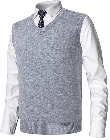 MeiLayM Hombre Invierno Sin Mangas con Cuello En V Chaleco Casual de Negocios Casual Suéter Sin Mangas Punto Chaleco suéter Caballero Suéter Cardigans Tank Tops