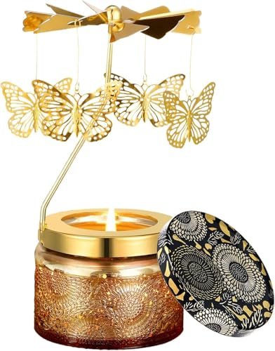 Charfia Drehbar Schmetterling Duftkerzen Geschenkset Entspannung Geschenk , Geburtstagsgeschenk für Frauen Mama Freundin Muttertagsgeschenke, aus Sojawachs