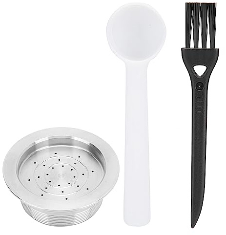 Refillable Coffee Capsule Spoon Brush Kit, Reusable Coffee Pod Filter, Espresso Capsule Cup Filter Set with Lids Spoon and Brush Replacement for MIO Coffee Machine