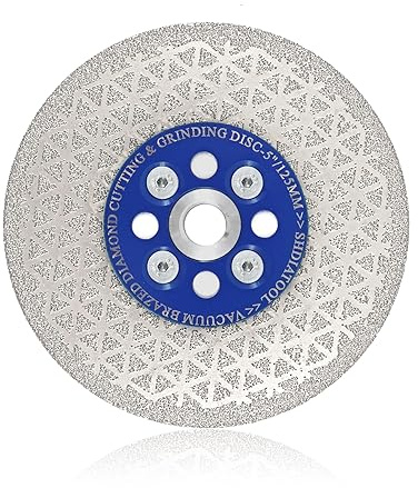 SHDIATOOL Diamant-Trennscheibe-Schleifscheibe 125MM Granit Sägeblatt Beidseitig vakuumgelötetes Fliesen Diamantblatt Dreiecksform für Marmor Beton Stein Porzellan Keramik M14 Gewinde