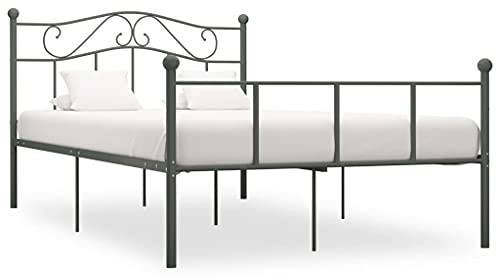 ZQQLVOO Bettgestell Familienbett Palettenbett Bettgestell Grau Metall 160×200 cm