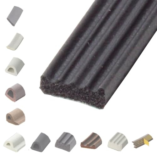 BRESKO 6-100 m Fensterdichtung Selbstklebend Dichtung Gummidichtung Epdm Türdichtung Dichtband Gummi Fenster Profil Abdichtung Dichtungsprofil (EE - 10x4 mm - schwarz, 6 m)