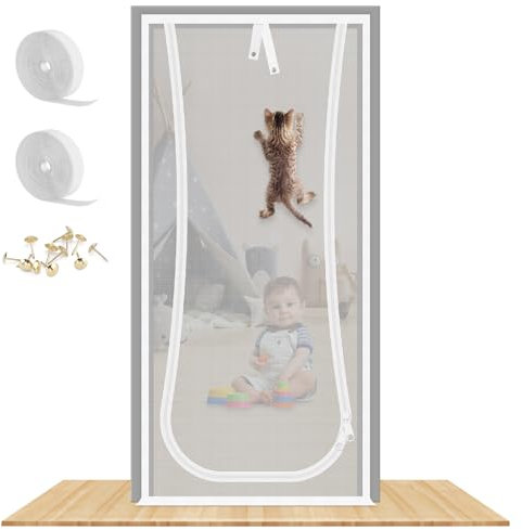 MYPIN Porta Zanzariera per Gatti, 81X208 cm con Cerniera per Soggiorno, Camera da Letto, Cucina, Terrazza