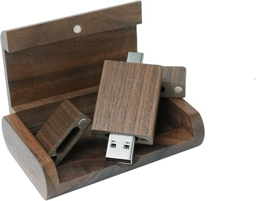 Yaxiny Clé USB C en Bois de Noyer 64 Go, OTG USB 3.0 pour Smartphone Android USB A + C