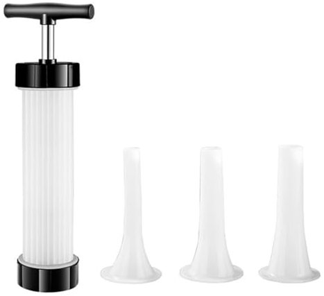 Kexpery Manual Homemade Sausage Stuffer Quick Sausage Filling Sausage Syringe with 3 Filling Nozzles BPA Free for Making Different Sizes of Sausages Suitable for Family Gatherings and Barbec