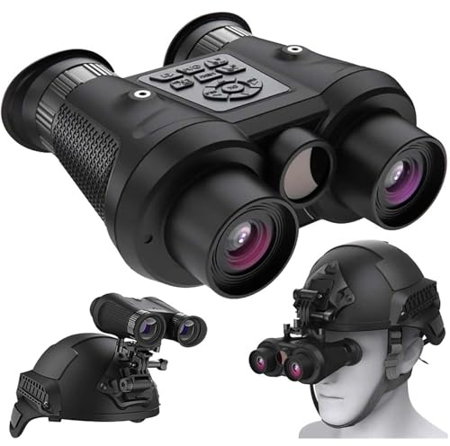 3D VR Head Mounted Night Vision Goggles & Binoculars for Adult, Rechargeable Infrared Digital Night Vision with Head Strap and Mount, 6X Digital Zoom and FOV 40°, Includes 2 * 32GB Cards
