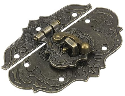 QUARKZMAN Antike Verschlüsse Embossing Latch Haspe mit Schrauben, Vintage Antik-Verschlüsse Knebelverschluss für Vorhänge-Schloss Schlösser Truhen Kisten Schieber Holzkiste Koffer 76 x 56 mm